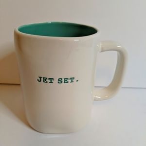 Rae Dunn "jet set" coffee cup mug Magenta Artisan